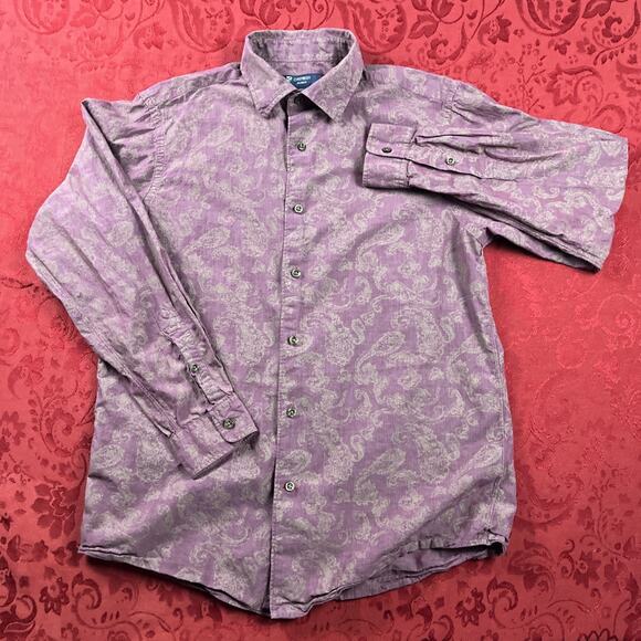 CREMIEUX Classics Shirt Mens M Paisley Long Sleeve Preppy Designer - Picture 2 of 9